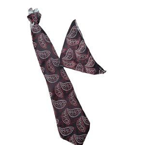 Carolina Bay Burgundy Red Paisley Polyester Men's Tie‎ And Pocket Hankerchief